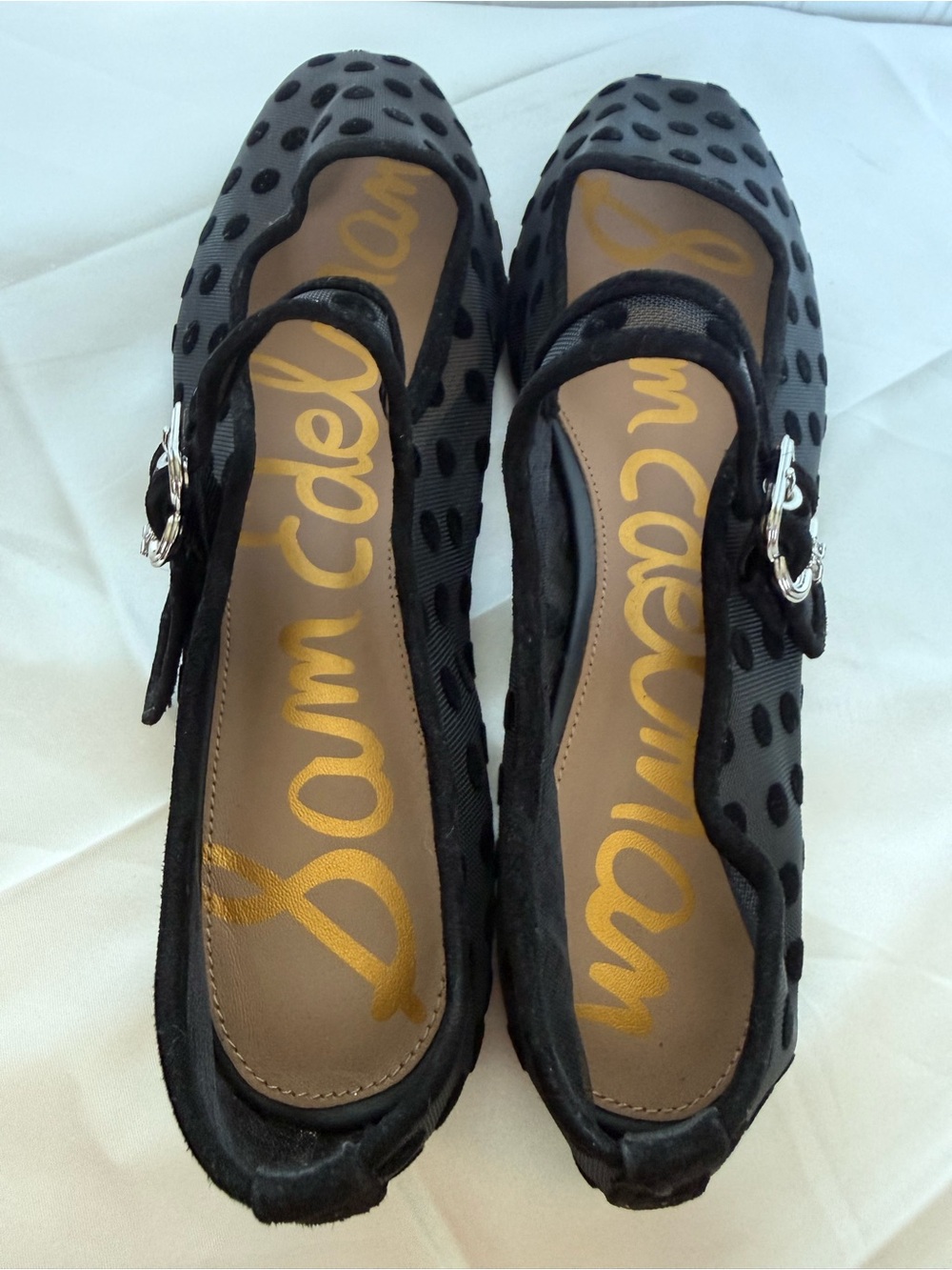 Sam Edelman Michaela Mesh Polka Dot Mary Jane Flats Black US 8.5 - Picture 9 of 11